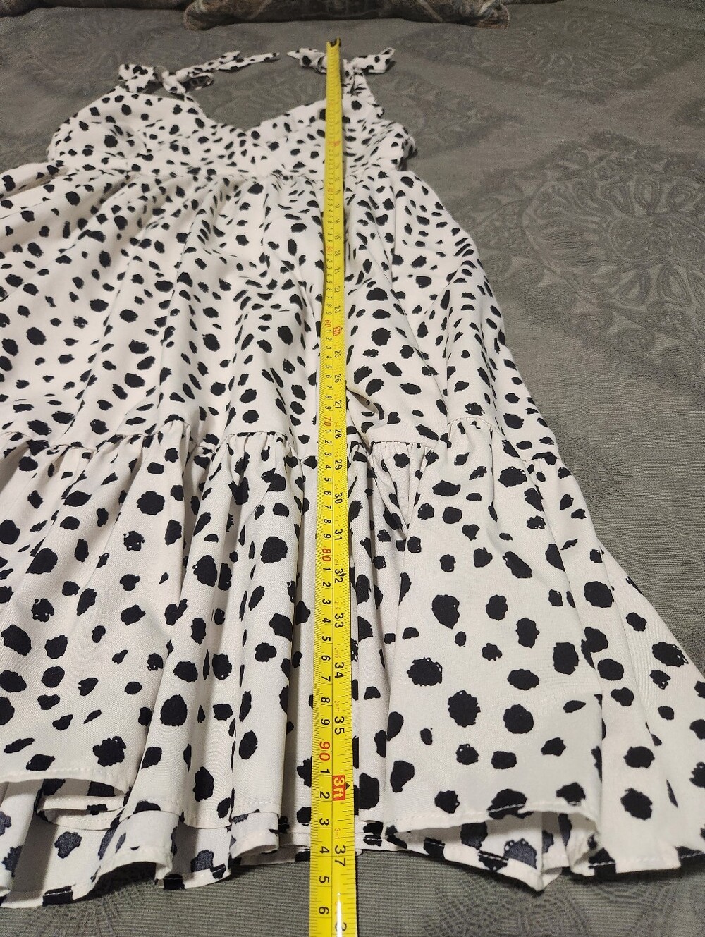 Davi & Dani White and Black Spotted Tie-Shoulder Midi Dress — Classic Summer - Picture 10 of 12